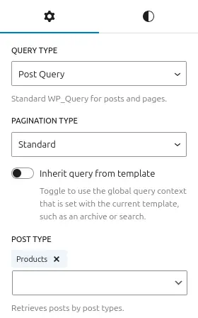 Product query configuration interface