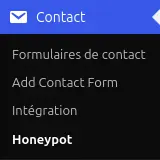 Menu "Honeypot" de l'extension Honeypot for contact form 7